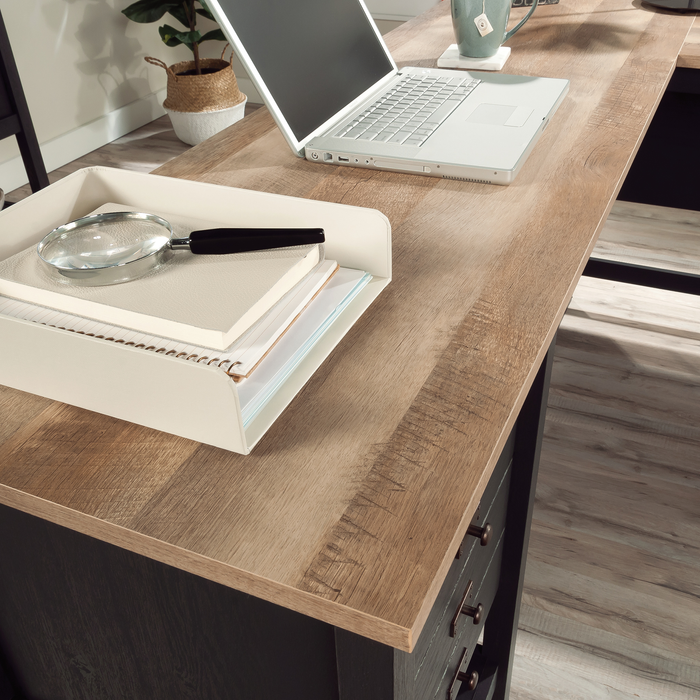 Lance 65.12\" L-Shaped Office Desk with 2 Drawers – Raven Oak