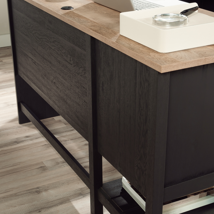 Lance 65.12\" L-Shaped Office Desk with 2 Drawers – Raven Oak