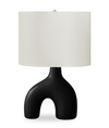 Lena 16.5\" Ceramic Table Lamp with Linen Ivory Shade – Black 