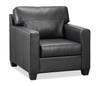 Made in Canada Lennox 35” Genuine Leather Accent Chair with Removable Cushions - Black
