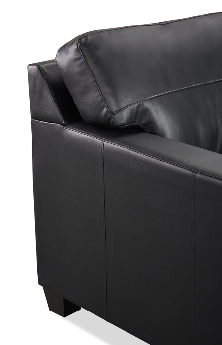 Made in Canada Lennox 35” Genuine Leather Accent Chair with Removable Cushions - Black
