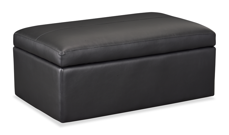 Made in Canada Lennox 40” Genuine Leather Storage Ottoman - Black
