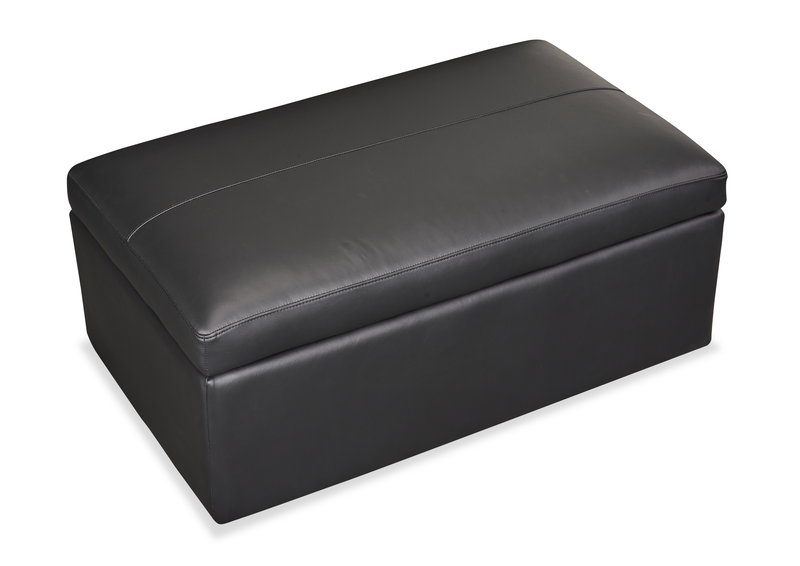 Made in Canada Lennox 40” Genuine Leather Storage Ottoman - Black
