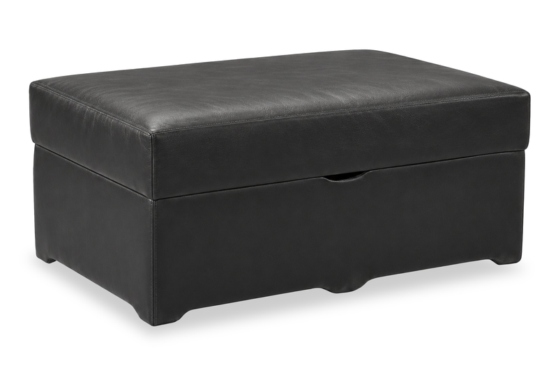 Made in Canada Lennox 40” Genuine Leather Storage Ottoman - Black