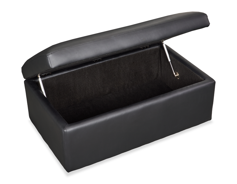 Made in Canada Lennox 40” Genuine Leather Storage Ottoman - Black