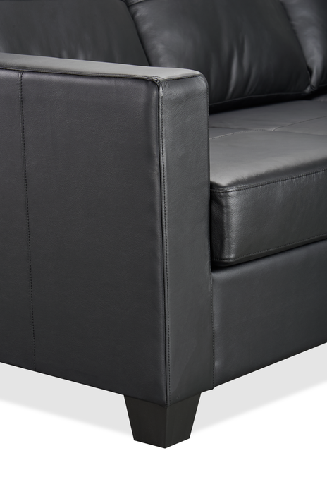 Made in Canada Lennox 79” Genuine Leather Sofa with Removable Cushions - Black
