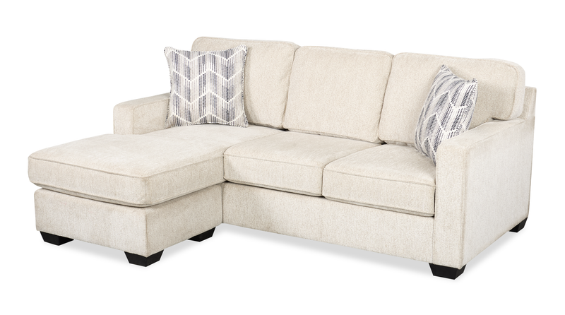 Made in Canada Lennox Chenille Fabric Reversible Sectional with Reversible Cushions - Taupe