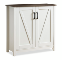 Lexie 35.5” Shoe Storage Cabinet with Walnut Oak Top - White 