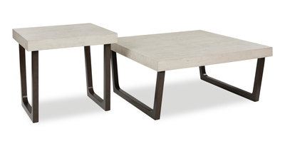 Lisette 40” Contemporary 2-Pack Coffee + End Table with Cement Look Top - Grey | Ensemble de 2 tables contemporaines Lisette de 40 po, table à café et table de bout, avec dessus d’apparence ciment - gris