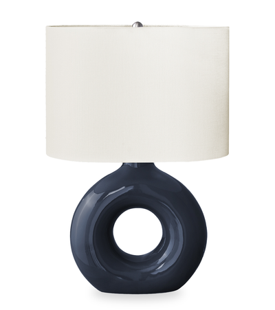 Liv 16" Ceramic Table Lamp with Linen Ivory Shade – Blue | Lampe de table Liv de 16 po en céramique avec abat-jour ivoire - bleue