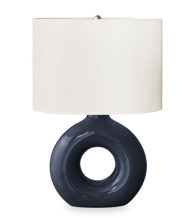 Liv 16\" Ceramic Table Lamp with Linen Ivory Shade – Blue