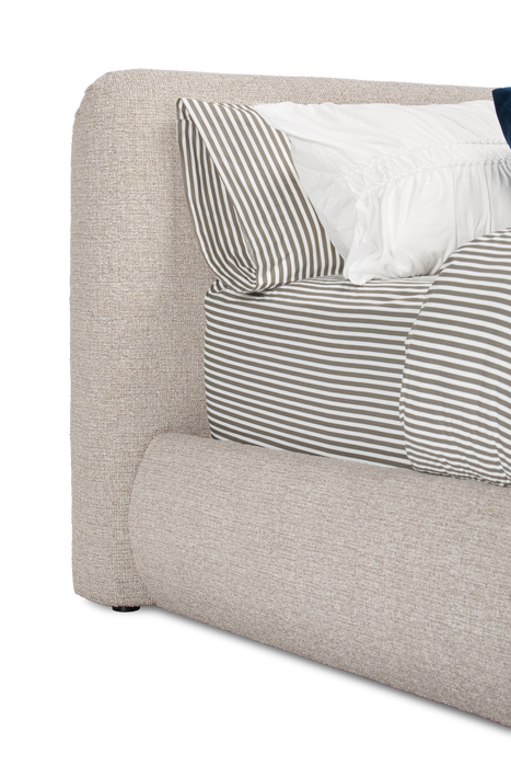 Luka Upholstered Platform Bed in Grey Polyester Fabric, Modern - Queen Size