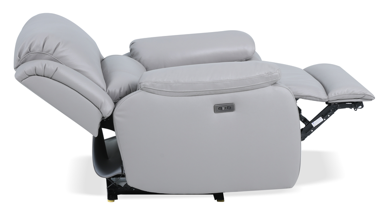 Marcel 39” Genuine Leather Power Reclining Chair with USB Port – Calm Grey
