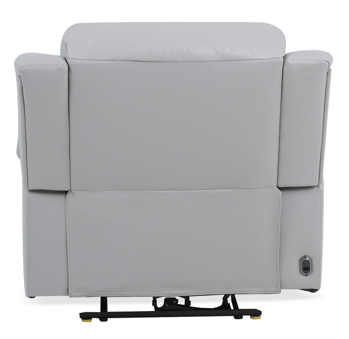 Marcel 39” Genuine Leather Power Reclining Chair with USB Port – Calm Grey