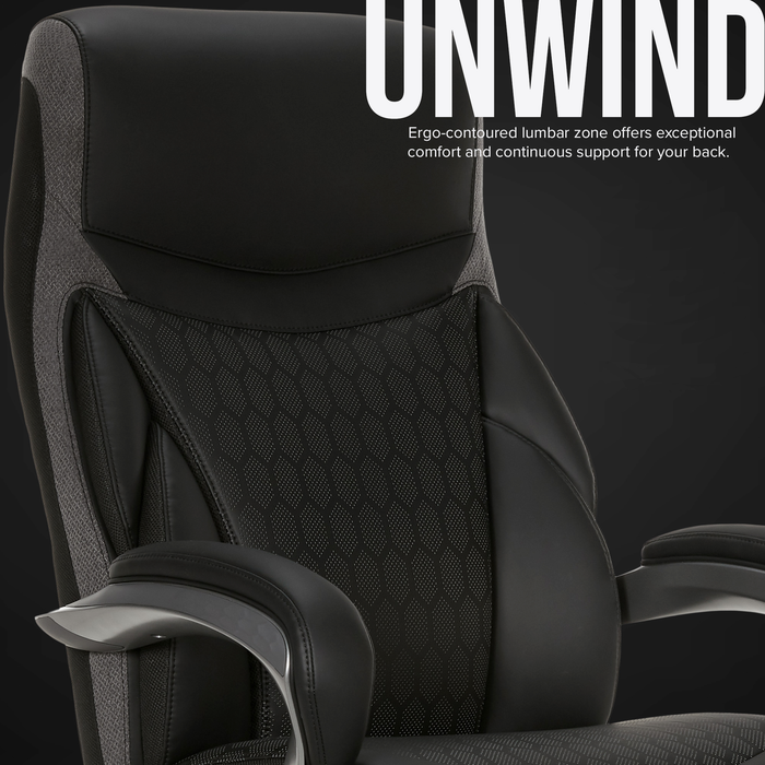 Shaquille O’Neal Home Maximos 29.5” High Back Executive Office Chair with Extended Headrest – Black