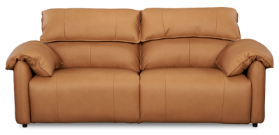 Momento 90" Genuine Leather Power Reclining Sofa – Caramel | Sofa à inclinaison électrique Momento de 90 po en cuir véritable - caramel