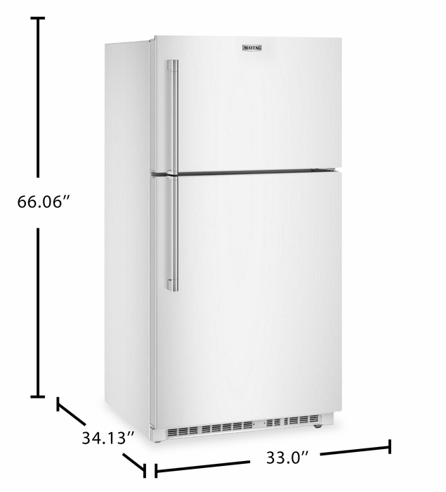 Maytag 33\" 21 Cu. Ft. Wide Top Mount Refrigerator with Garage Mode - White - MRTX5121TW