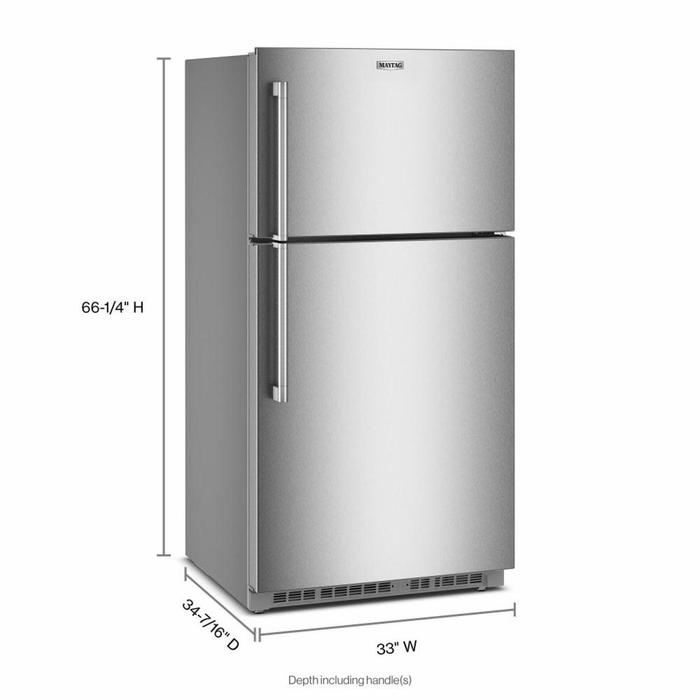 Maytag 33\" 21 Cu. Ft. Wide Top Mount Refrigerator - Fingerprint-Resistant Stainless Steel - MRTX7621TZ