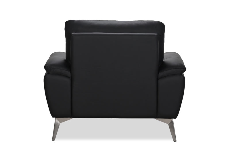 Mystic 41.7” Contemporary Genuine Leather Chair - Black