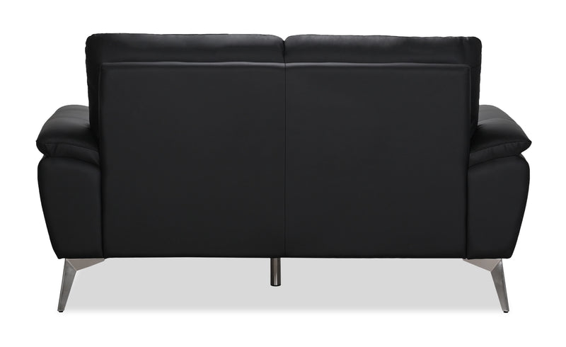Mystic 65.7” Contemporary Genuine Leather Loveseat – Black
