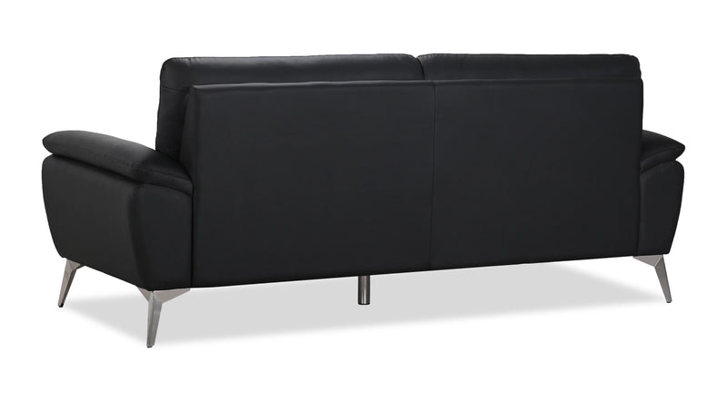 Mystic 85.4” Contemporary Genuine Leather Sofa - Black