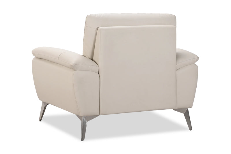 Mystic 41.7” Contemporary Genuine Leather Chair - Frost