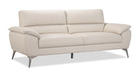 Mystic 85.4” Contemporary Genuine Leather Sofa - Frost