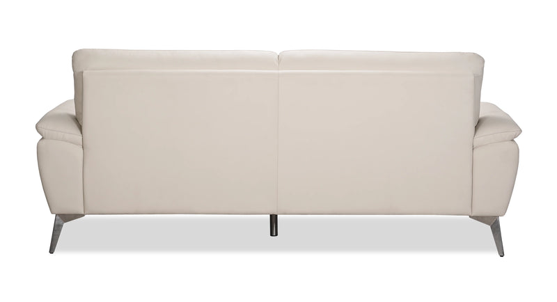 Mystic 85.4” Contemporary Genuine Leather Sofa - Frost