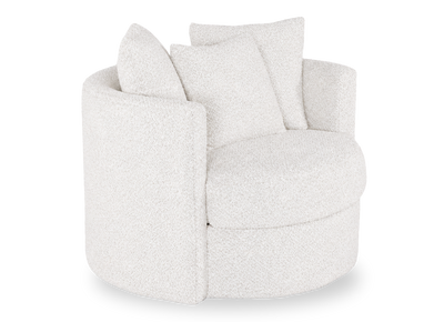 Made in Canada Sofa Lab Customizable Nest 42" Fabric Swivel Accent Chair – Teddy Snow  | Fauteuil d’appoint pivotant personnalisable Nest de Sofa Lab de 42 po fabriqué au Canada en tissu - Teddy Snow