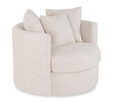 Made in Canada Sofa Lab Customizable Nest 42" Fabric Swivel Accent Chair – Chenille White  | Fauteuil d’appoint pivotant personnalisable Nest de Sofa Lab de 42 po fabriqué au Canada en tissu - Chenille White