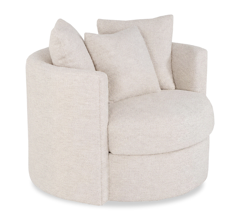 Made in Canada Sofa Lab Customizable Nest 42\" Fabric Swivel Accent Chair – Chenille White 