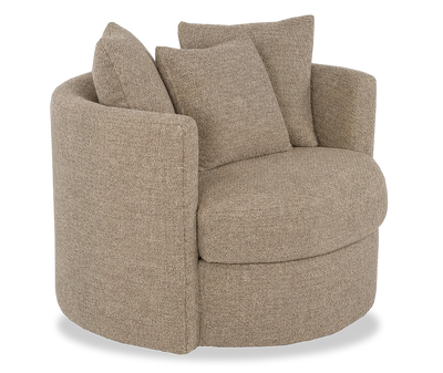 Made in Canada Sofa Lab Customizable Nest 42" Fabric Swivel Accent Chair – Chenille Praline| Fauteuil d’appoint pivotant personnalisable Nest de Sofa Lab de 42 po fabriqué au Canada en tissu - Chenille Praline