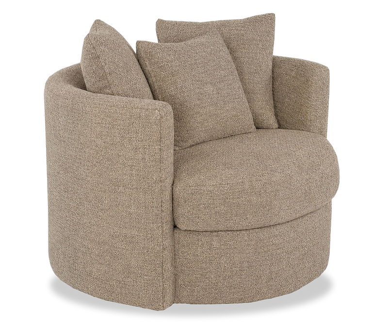 Made in Canada Sofa Lab Customizable Nest 42\" Fabric Swivel Accent Chair – Chenille Praline