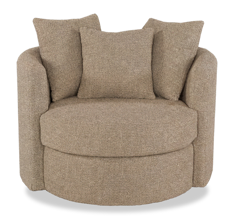 Made in Canada Sofa Lab Customizable Nest 42\" Fabric Swivel Accent Chair – Chenille Praline