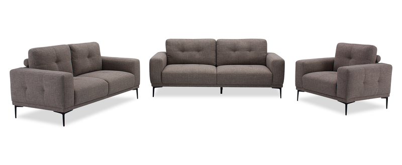 Nola 79.5” Fabric Sofa with Removable Back Cushions – Mocha 