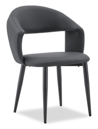 Orion Dining Chair with Vegan-Leather Fabric, Metal – Charcoal 