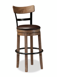 Otis Bar Height Stool with Swivel Seat & Vegan Leather Fabric, 30.5