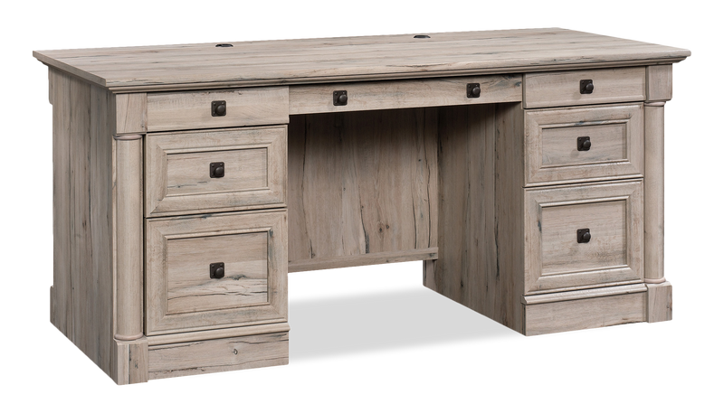 Palladia 65.12\" Executive Desk with 7 Drawers – Split Oak