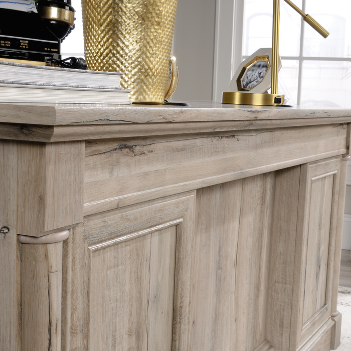 Palladia 65.12\" Executive Desk with 7 Drawers – Split Oak