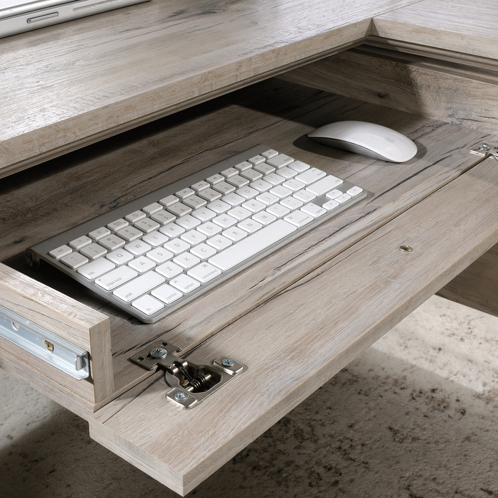 Palladia 65.12\" L-Shaped Desk with 3 Drawers – Split Oak