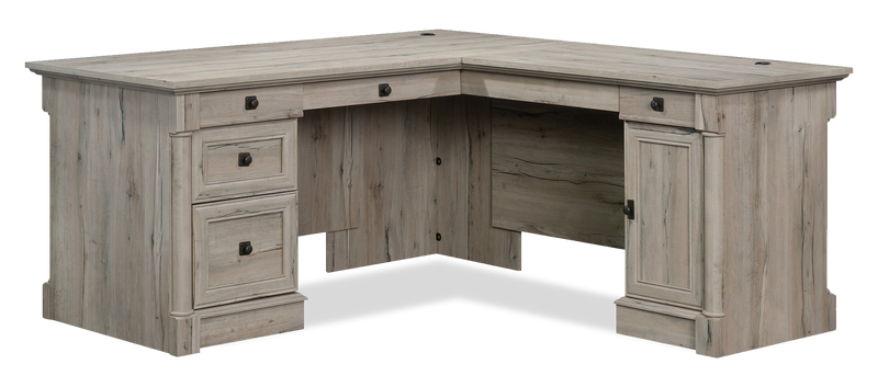 Palladia 65.12\" L-Shaped Desk with 3 Drawers – Split Oak