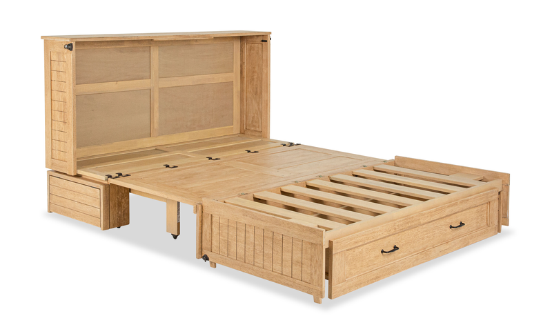Parker Cabinet Bed with Pocket Coil Memory Foam Mattress, Brown - Queen Size 