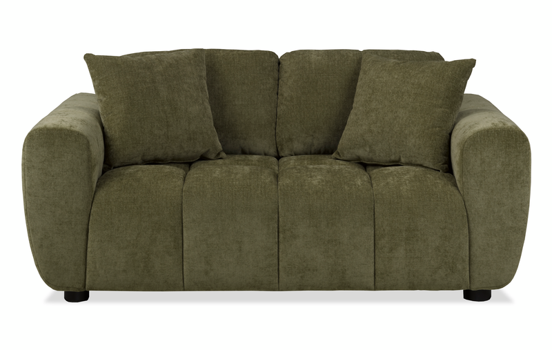 Made in Canada Pebble 70\" Fabric Loveseat with Matching Accent Pillows - Green
