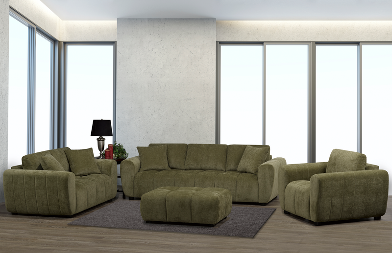 Made in Canada Pebble 70\" Fabric Loveseat with Matching Accent Pillows - Green