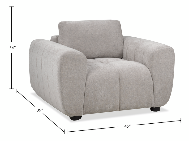 Made in Canada Pebble 45\" Fabric Chair - Grey
