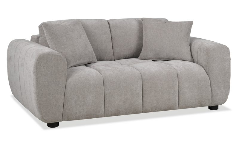 Made in Canada Pebble 70\" Fabric Loveseat with Matching Accent Pillows - Grey