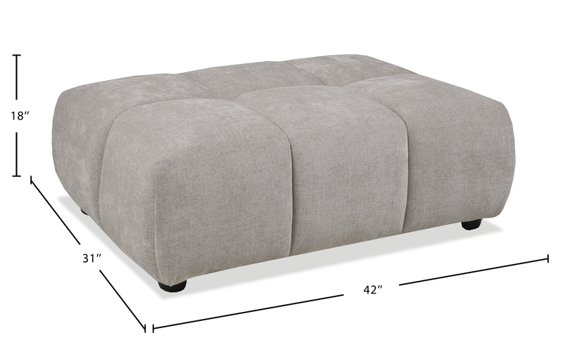 Made in Canada Pebble 42\" Fabric Ottoman - Grey