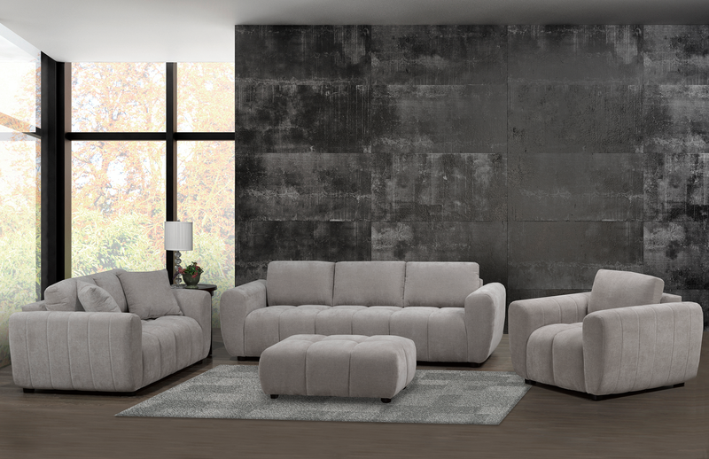 Made in Canada Pebble 70\" Fabric Loveseat with Matching Accent Pillows - Grey