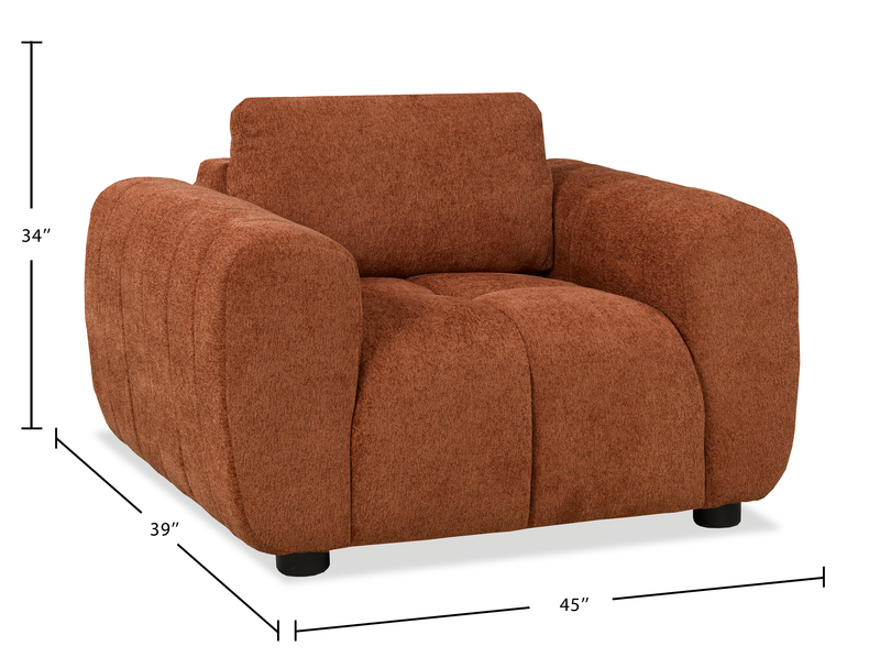 Made in Canada Pebble 45\" Fabric Chair - Orange