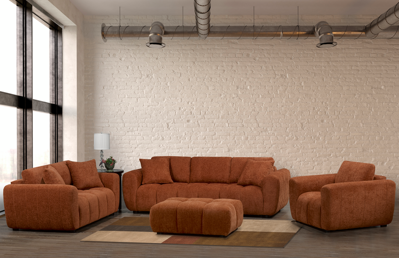 Made in Canada Pebble 42\" Fabric Ottoman - Orange